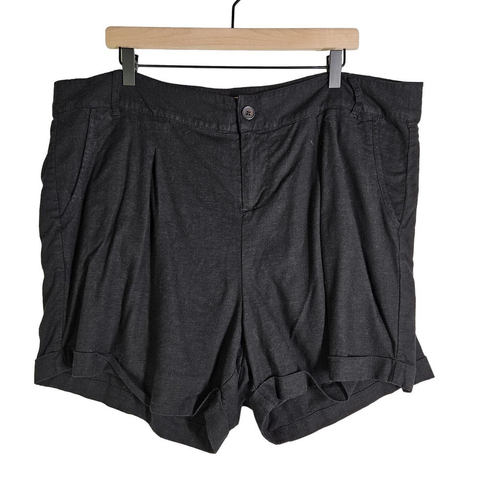 Torrid Linen Blend Shorts 18 Black Cuffed